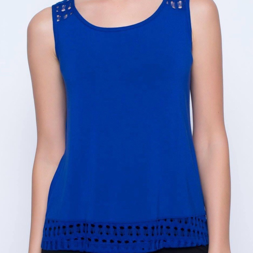Picadilly Royal Blue Tank w/Lace Shoulder M